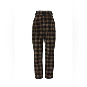 Veronica Beard Black and Brown Plaid Trousers